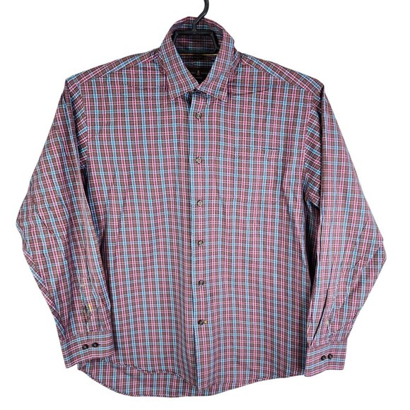 Mens Robert Talbott Classic Dress Plaid Shirt Button Down Long Sleeve Size L - Picture 1 of 9